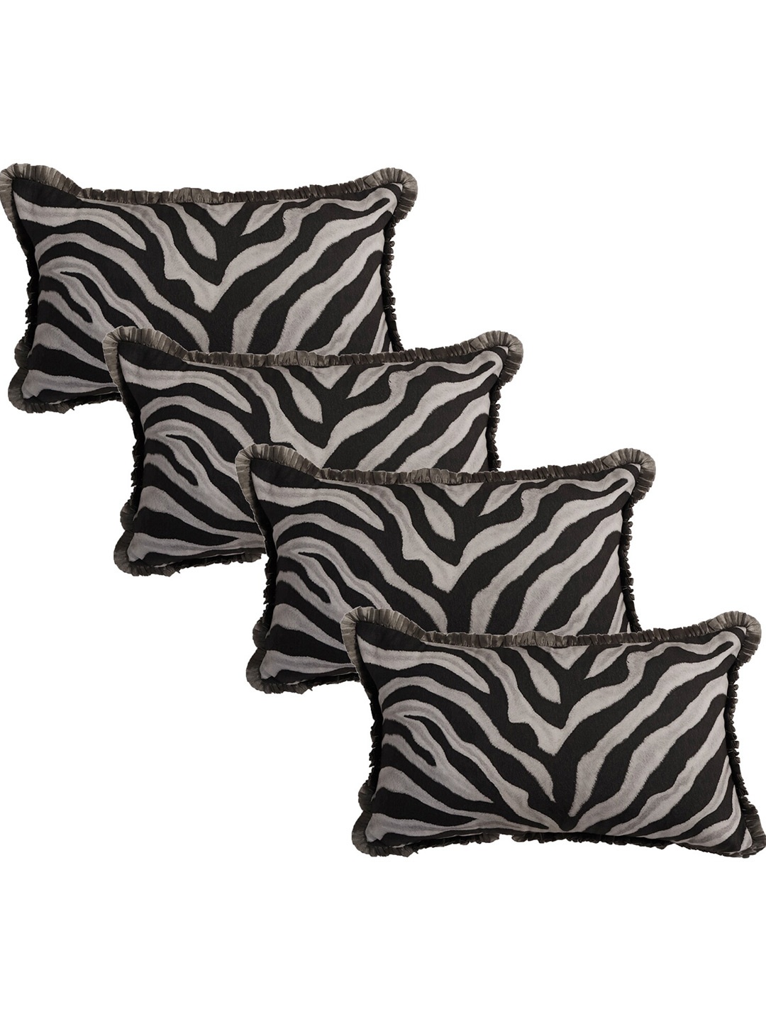 

ZEBA Black & Beige 4 Pieces Abstract Printed Rectangle Cushion Covers
