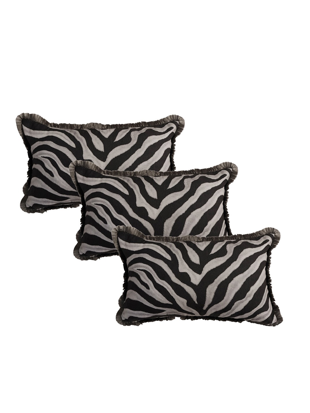 

ZEBA Black & Grey 3 Pieces Abstract Rectangle Pillow Covers