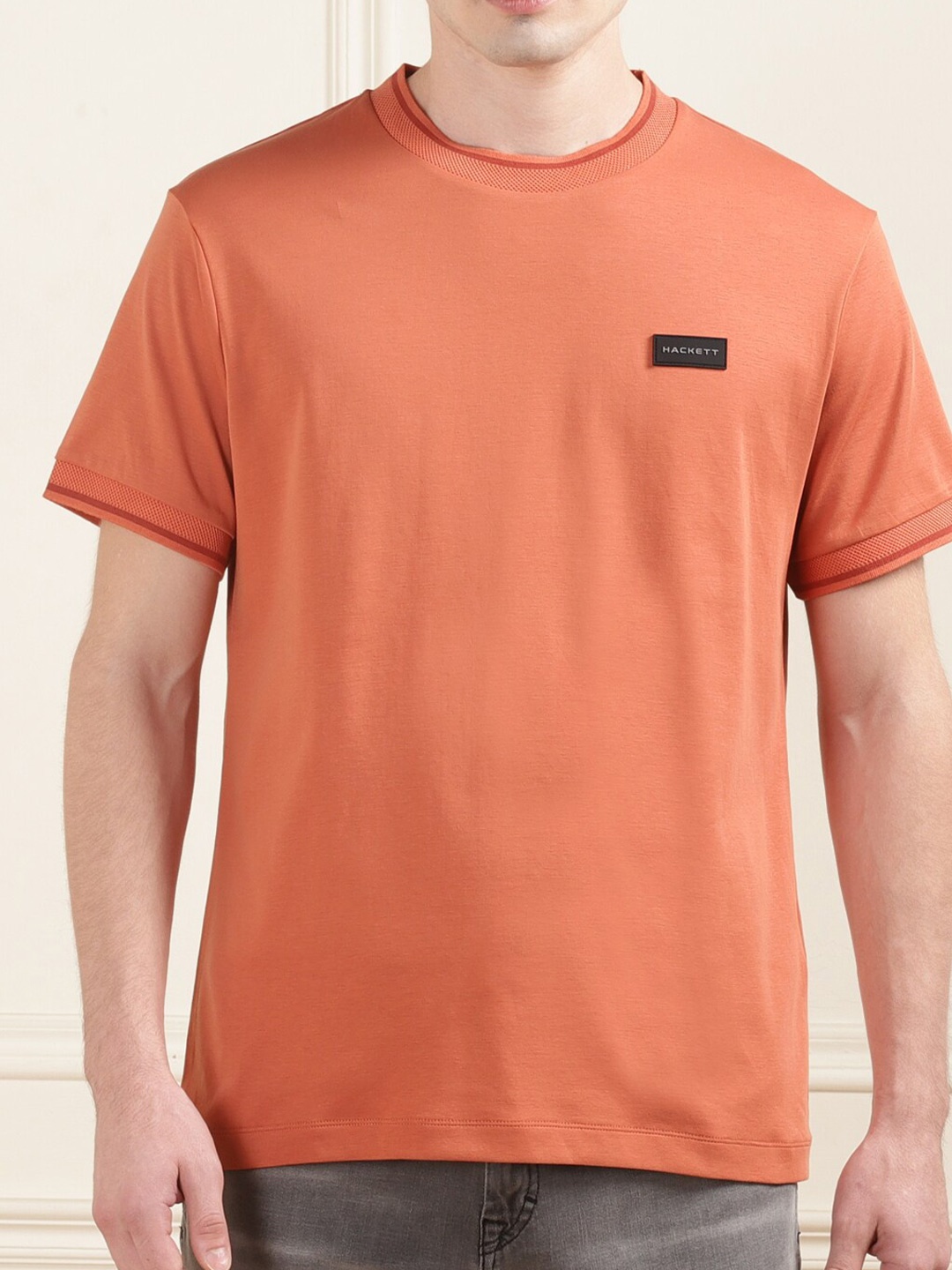 

HACKETT LONDON Round Neck Short Sleeves Cotton T-shirt, Orange
