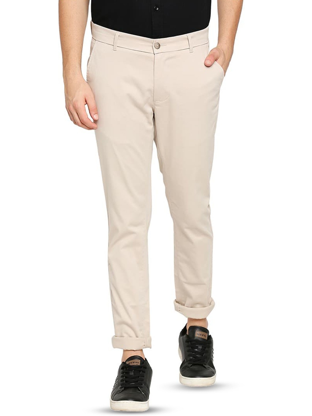 

Basics Men Tapered Fit Cotton Stretchable Trouser, Beige