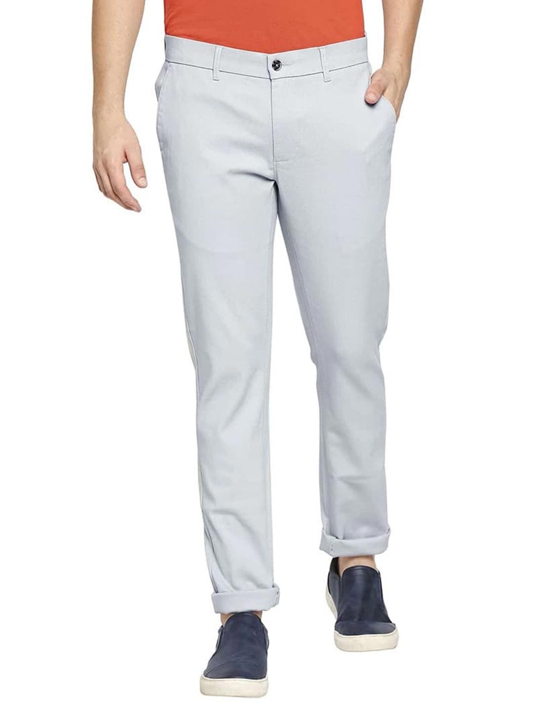 

Basics Mens Cotton Tapered Fit Regular 2 Pockets Trousers, Grey