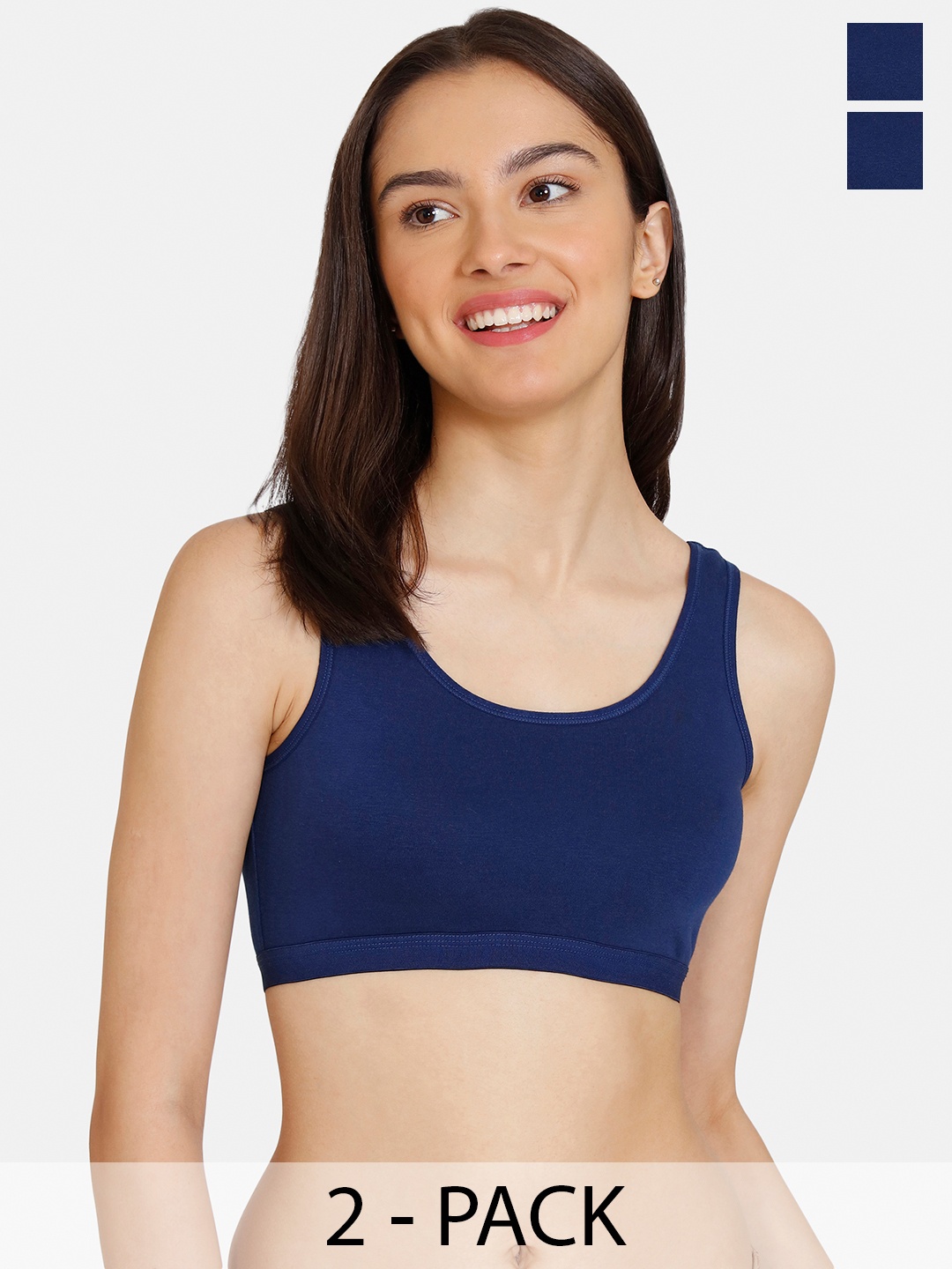 

Zivame Pack Of 2 Full Coverage Bralette Bras With All Day Comfort, Navy blue