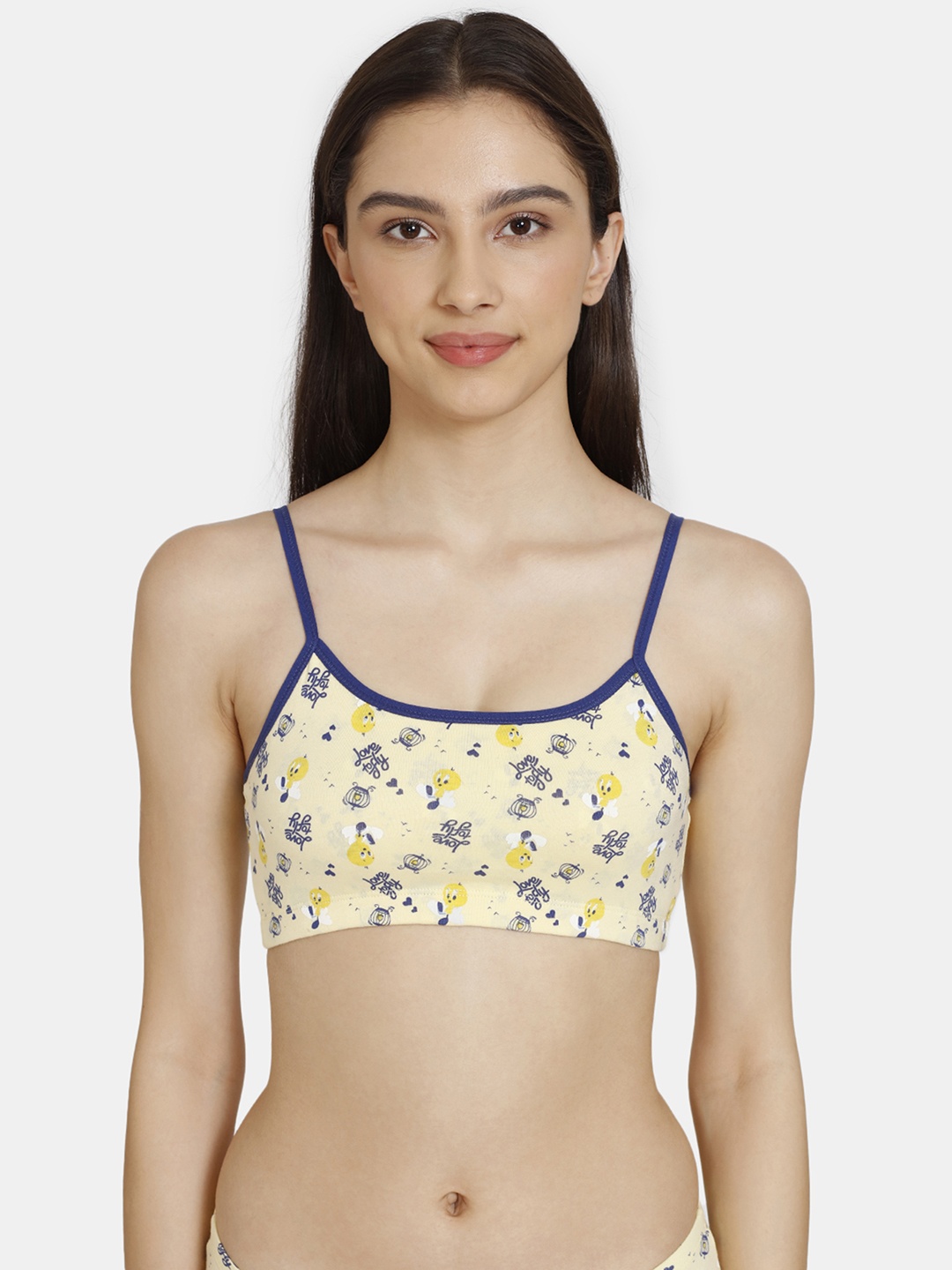 

Zivame Girls Floral Printed Full Coverage Everyday Bra with All Day Comfort, Yellow
