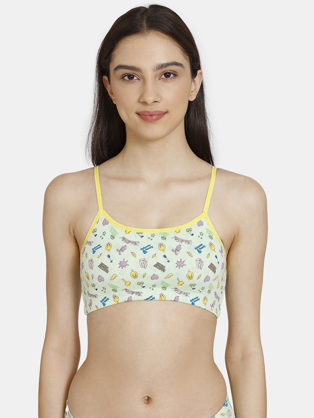 

Zivame Girls Abstract Printed Full Coverage Bralette Bra With All Day Comfort, Green