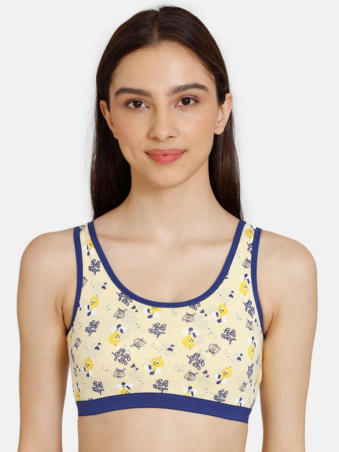 

Zivame Girls Conversational Printed Full Coverage Everyday Bra With All Day Comfort, Yellow