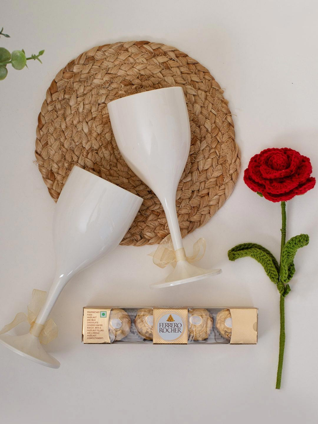 

Confetti Gifts Rose Wine Glass & Chocolate Assorted Valentine Gift Set, White