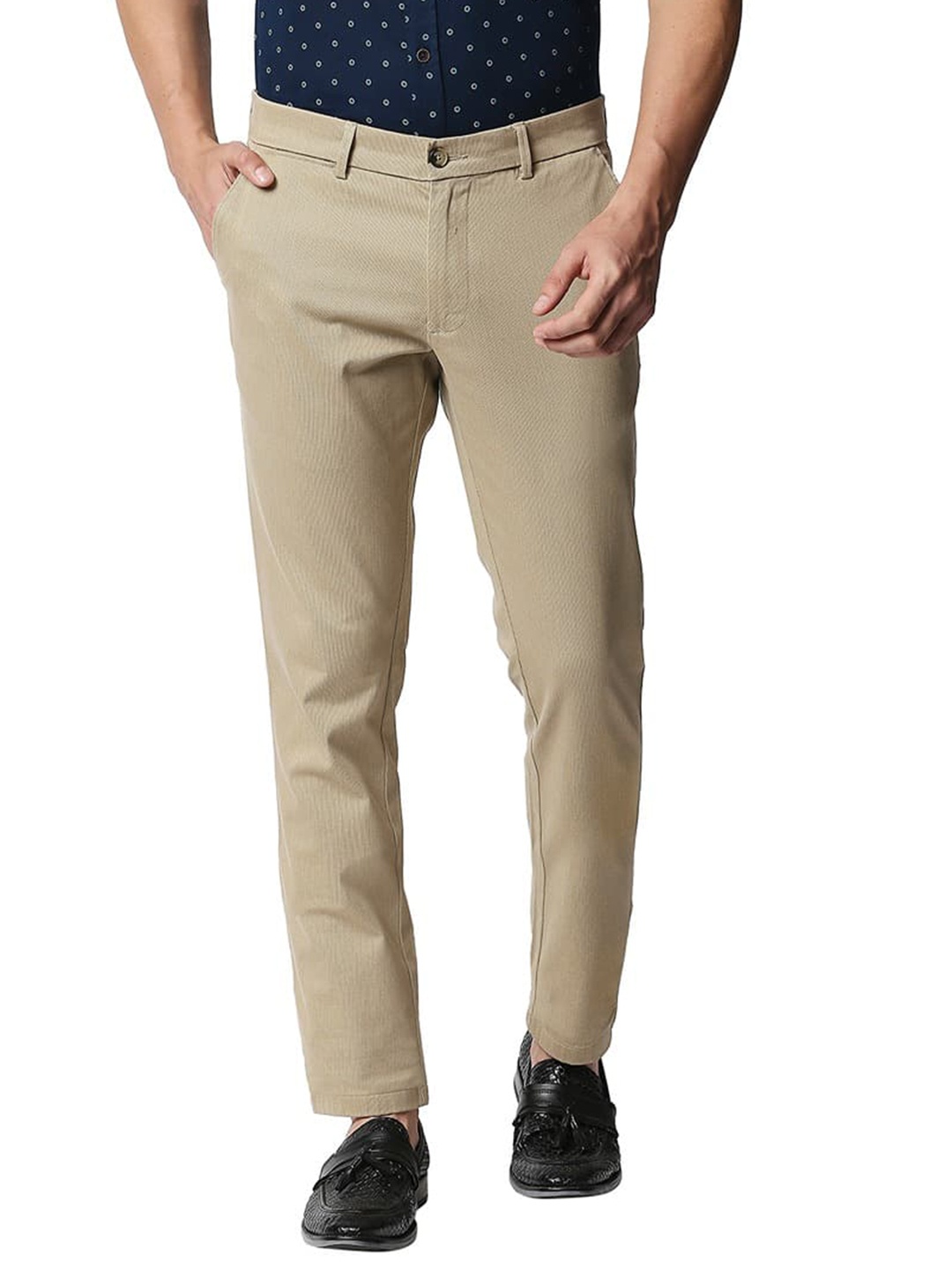 

Basics Men Cotton Tapered Fit Trousers, Khaki