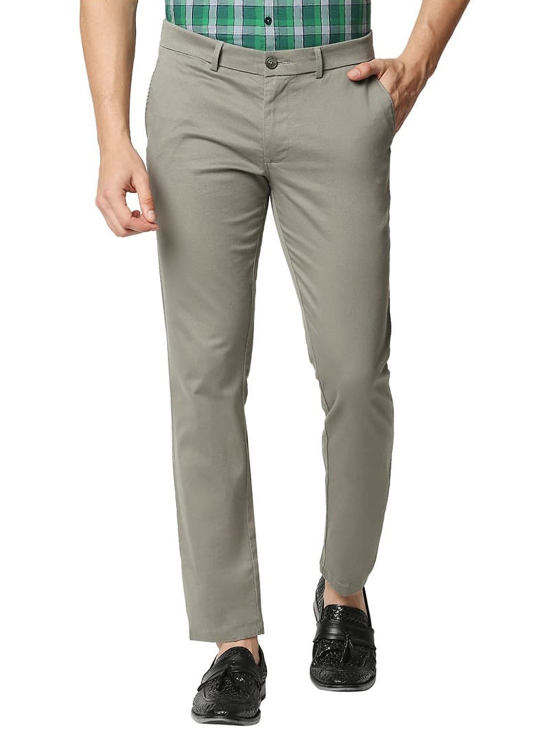 

Basics Men Tapered Fit Cotton Chinos Trouser, Grey