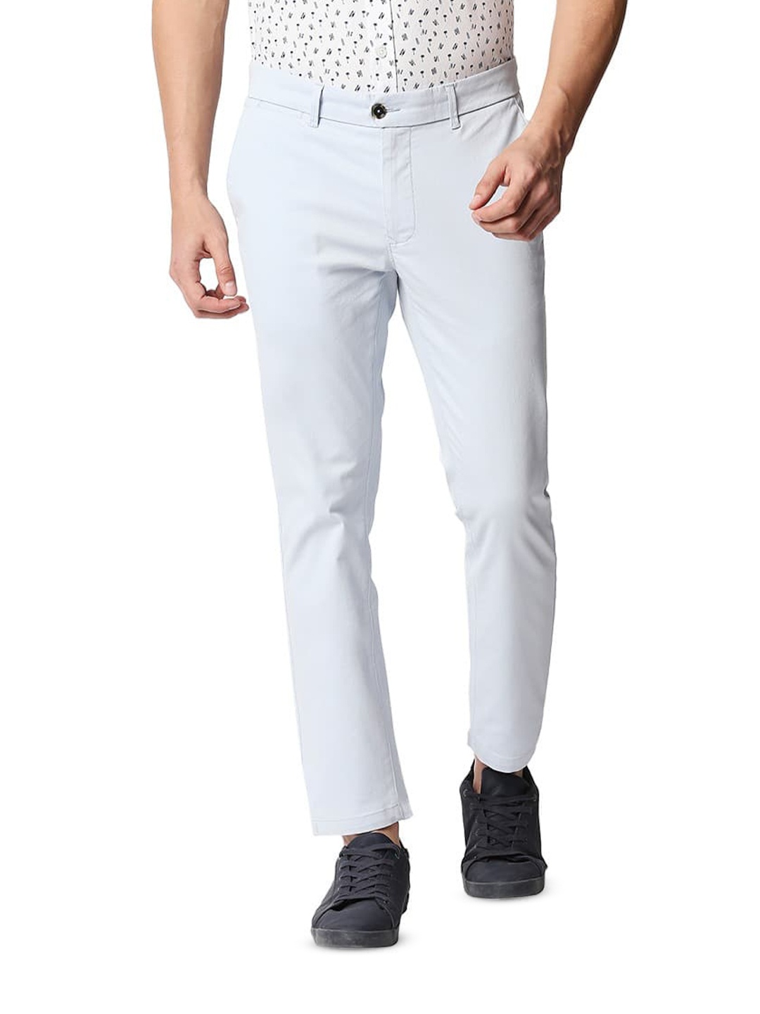 

Basics Men Tapered Fit Stretch Cotton Trousers, Blue
