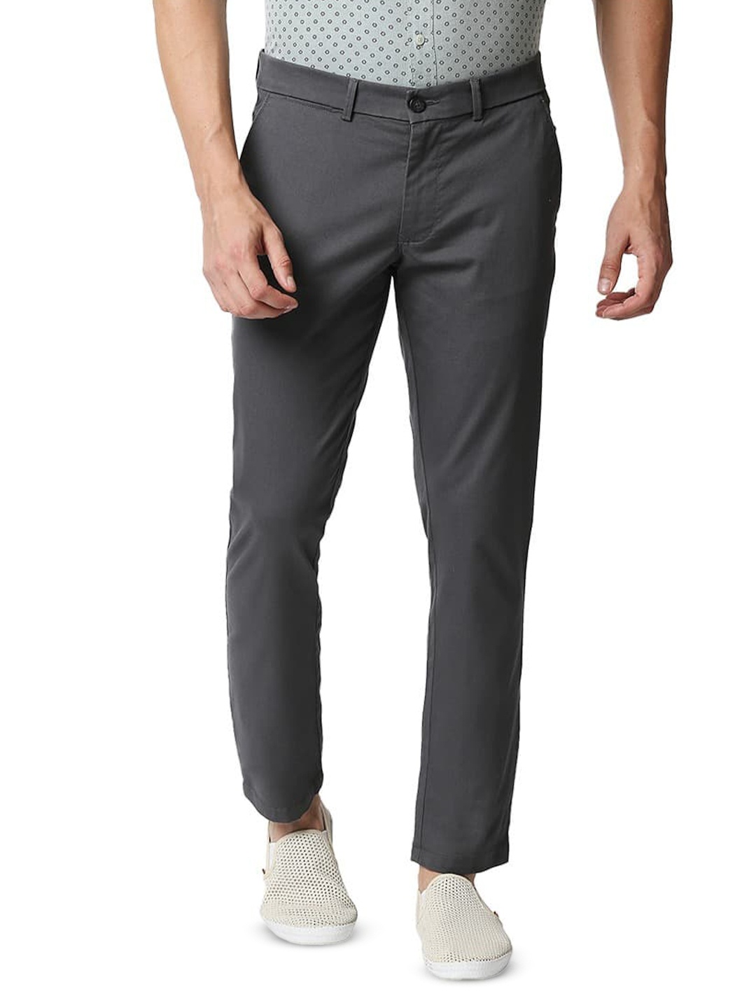 

Basics Men Tapered Fit Cotton Chinos Trousers, Grey