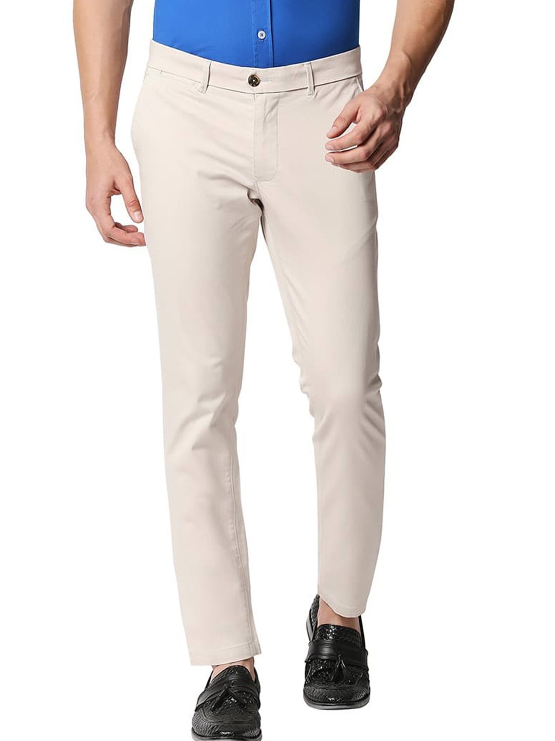 

Basics Men Tapered Fit Cotton Trousers, Beige
