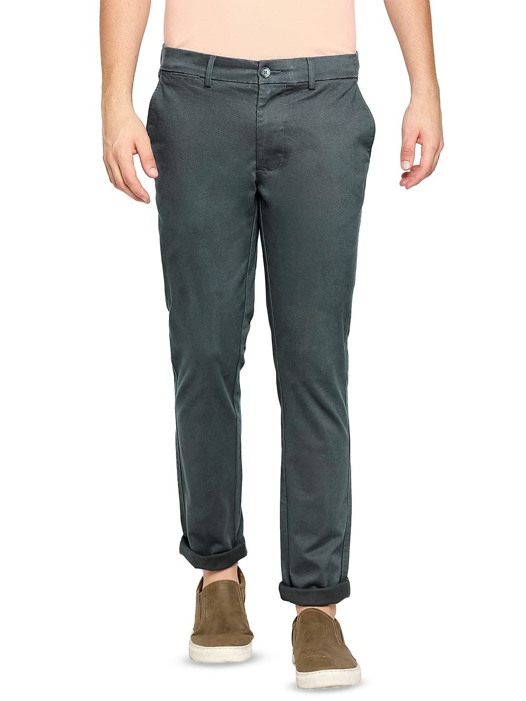 

Basics Men Tapered Fit Cotton Trousers, Charcoal