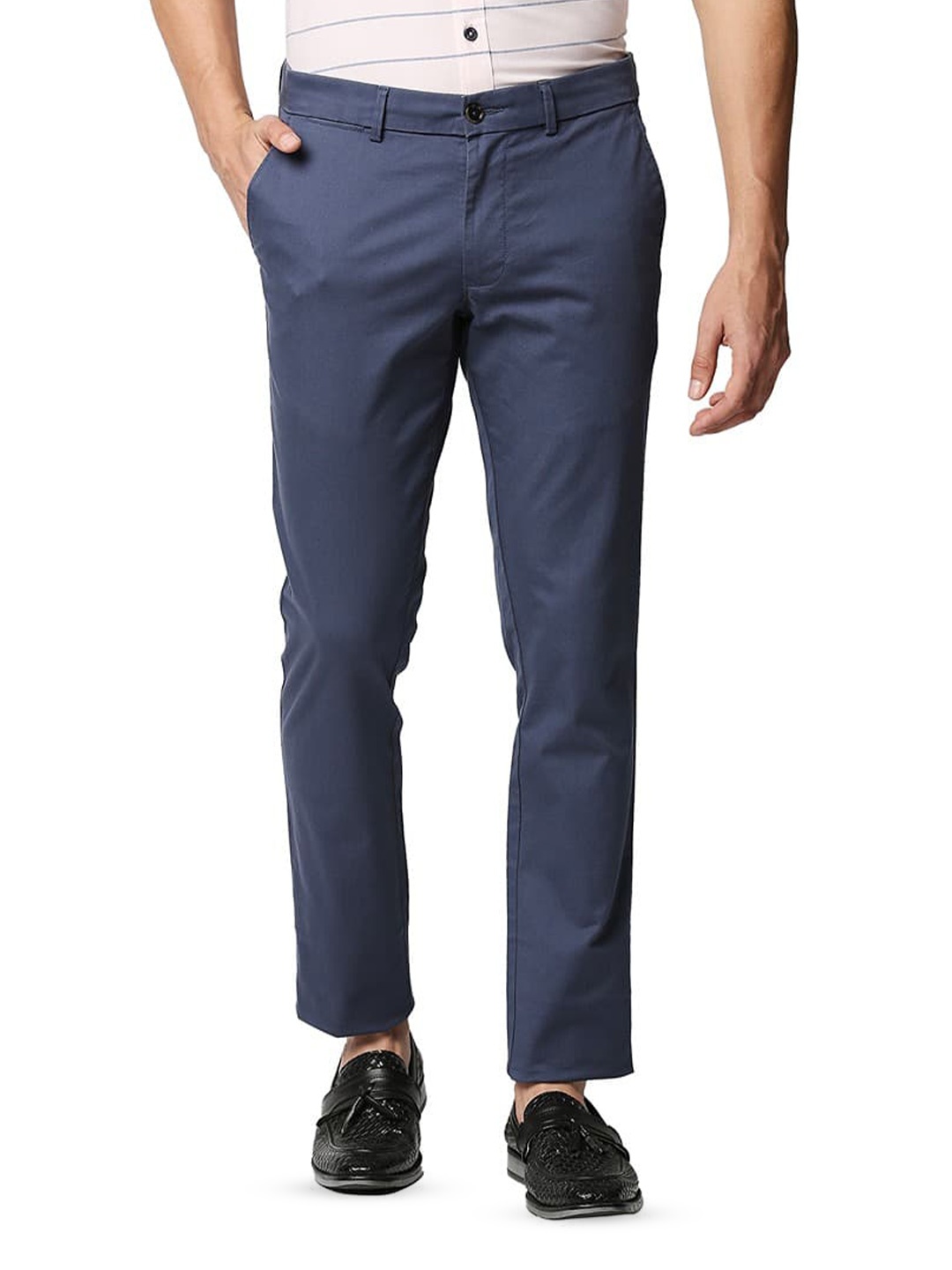 

Basics Men Tapered Fit Cotton Chinos Trousers, Blue