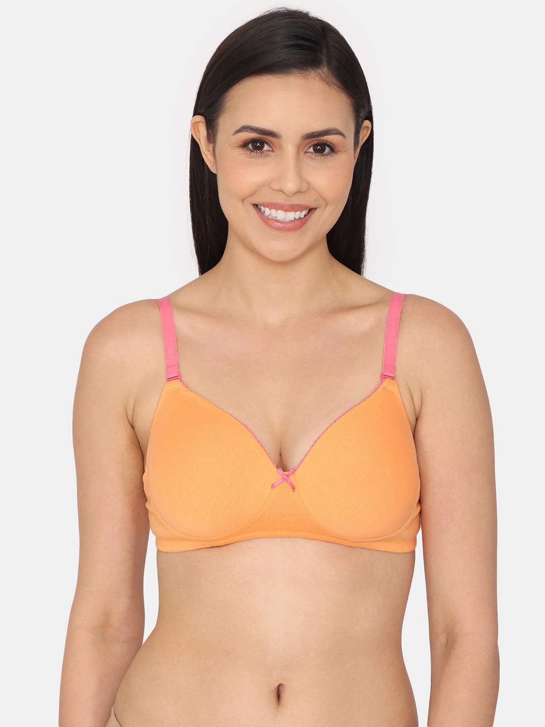 

Zivame Half Coverage Heavily Padded Plunge Bra with All Day Comfort, Orange