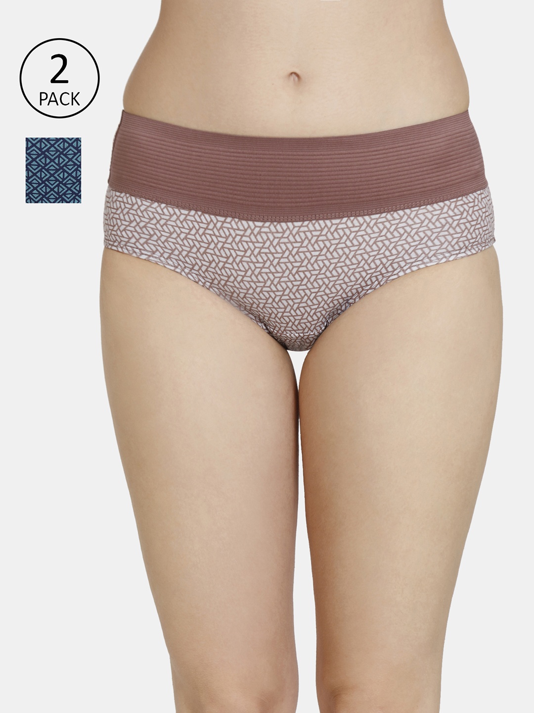 

Zivame Pack Of 2 Colourblocked Hipster Briefs, Brown