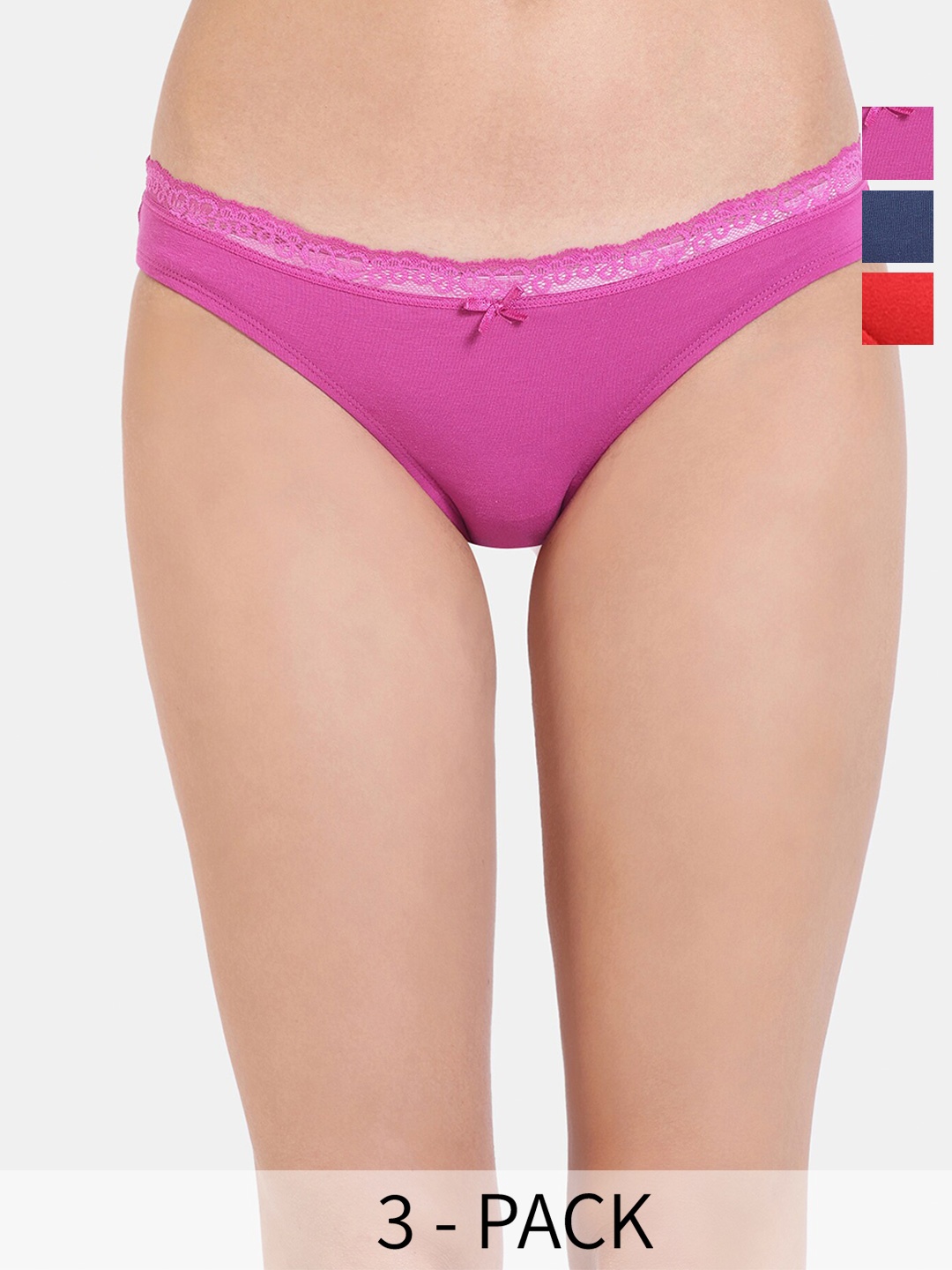 

Zivame Pack Of 3 Low-Rise Bikini Briefs, Pink