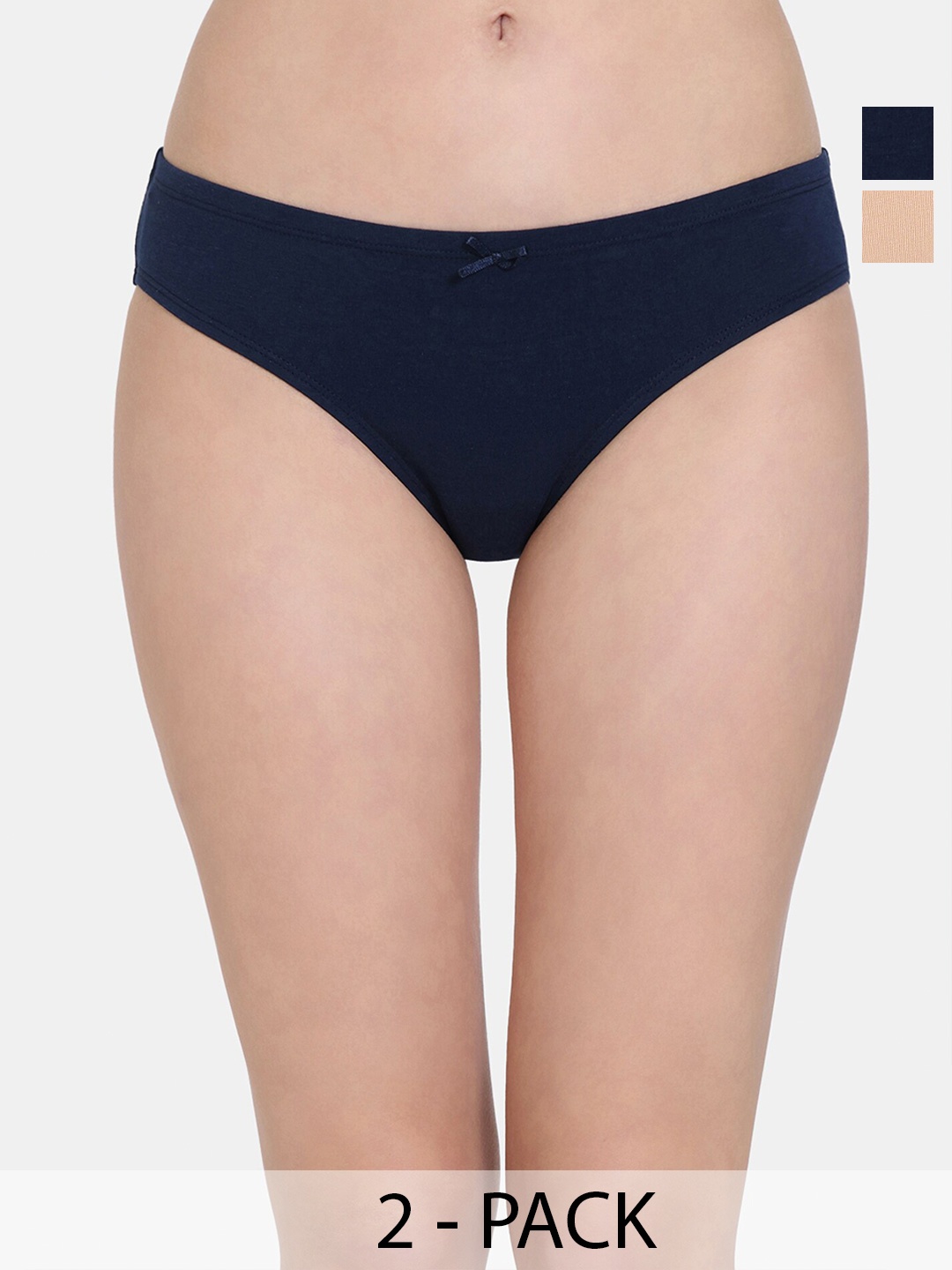 

Zivame Women Pack Of 2 Low-Rise Bikini Briefs ZI2426FASH0NUDE, Black