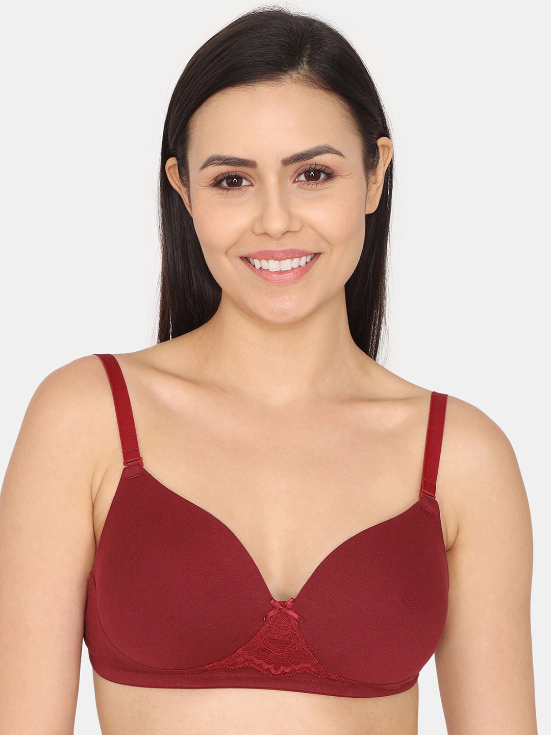 

Zivame Half Coverage Heavily Padded Plunge Bra With All Day Comfort, Red