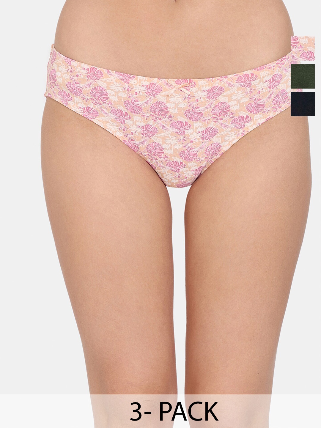 

Zivame Pack Of 3 Printed Bikini Briefs, Pink