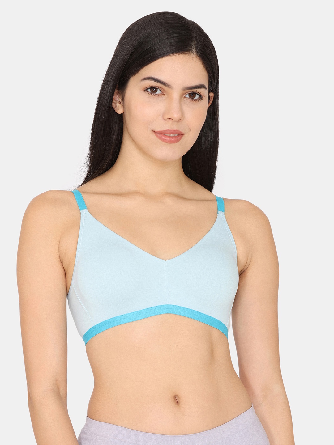 

Zivame Seamless Non Padded Half Coverage T-shirt Bra - All Day Comfort, Blue
