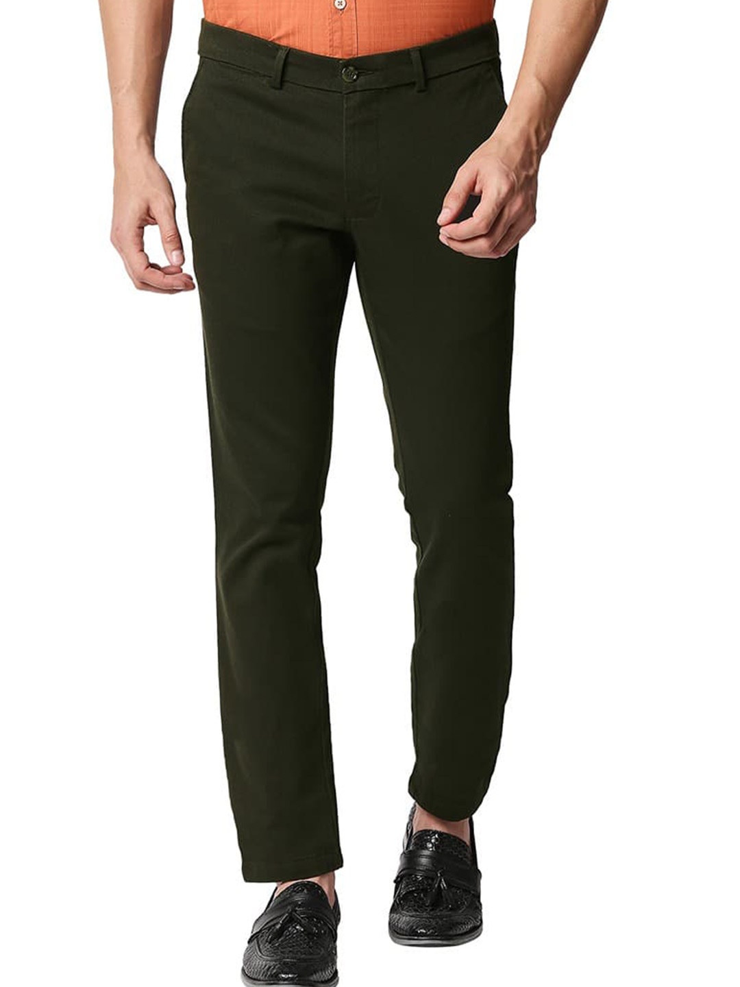 

Basics Tapered Fit Stretch Trousers, Olive