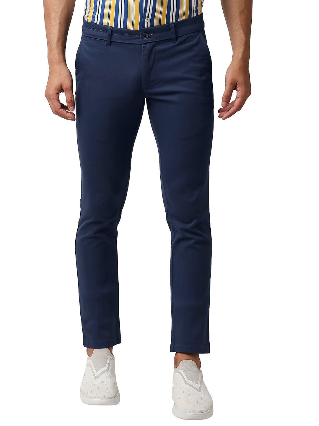 

Basics Men Tapered Fit Cotton Stretchable Trouser, Blue