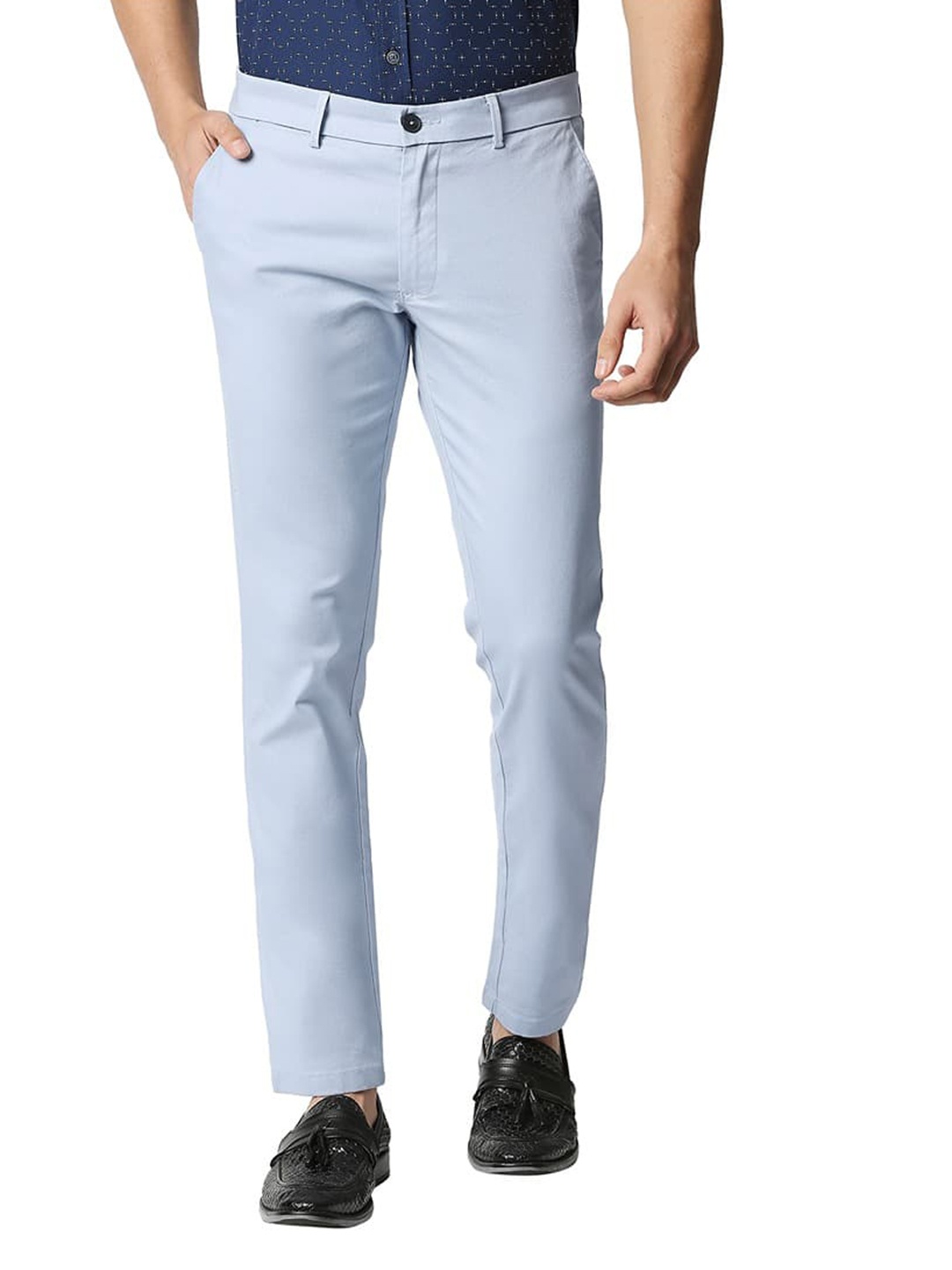 

Basics Men Tapered Fit Cotton Chinos Trousers, Blue