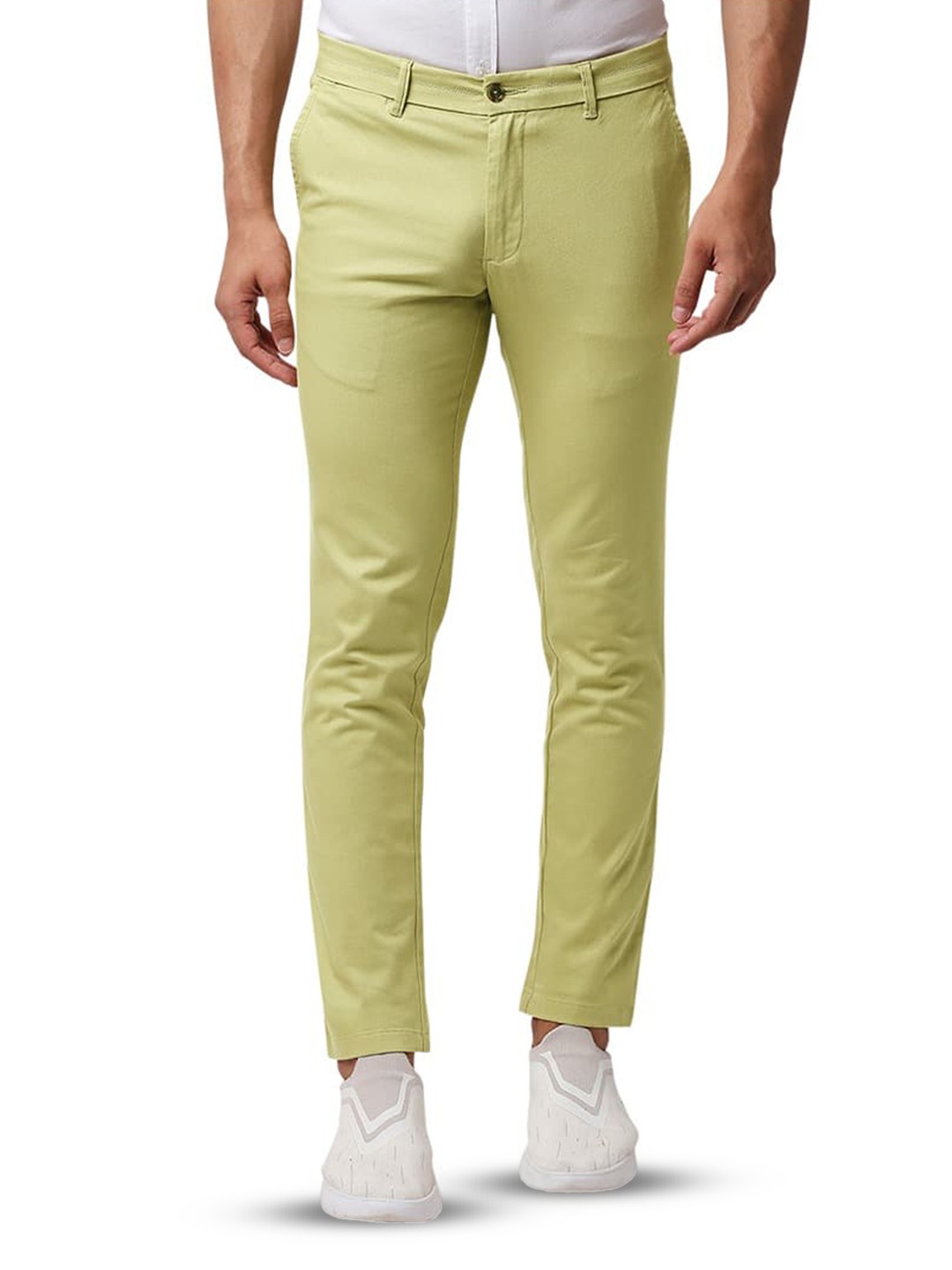 

Basics Men Tapered Fit Cotton Chinos Trousers, Green