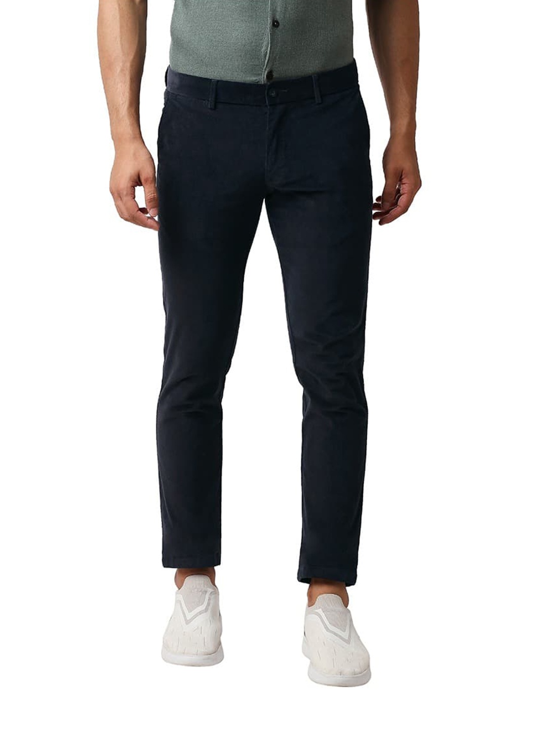 

Basics Men Tapered Fit Cotton Chinos Trousers, Black