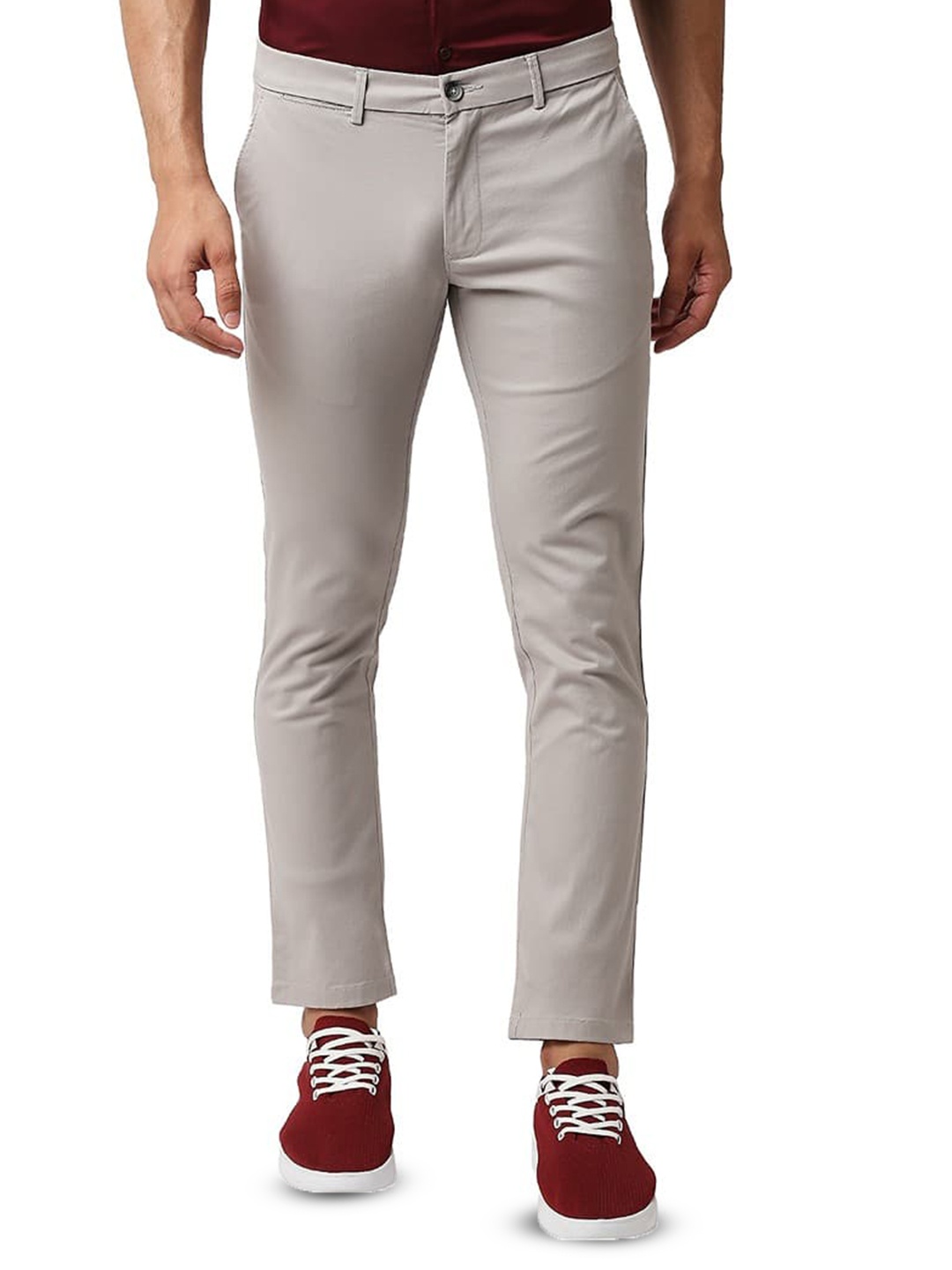 

Basics Men Tapered Fit Cotton Chinos Trousers, Grey
