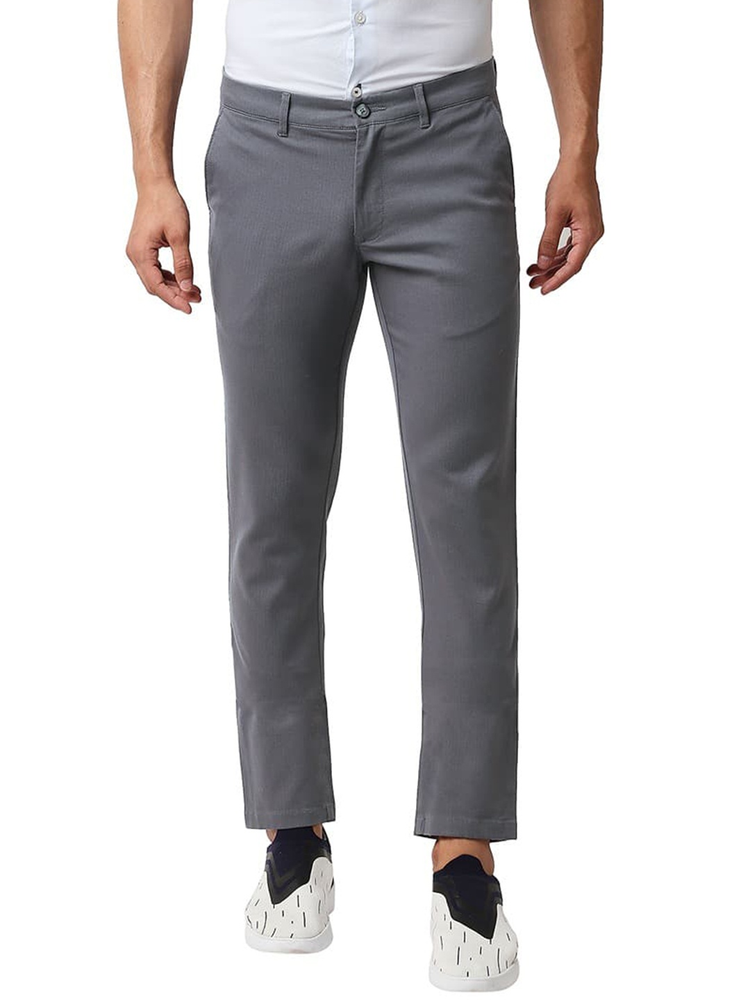 

Basics Men Tapered Fit Cotton Chinos Trousers, Grey