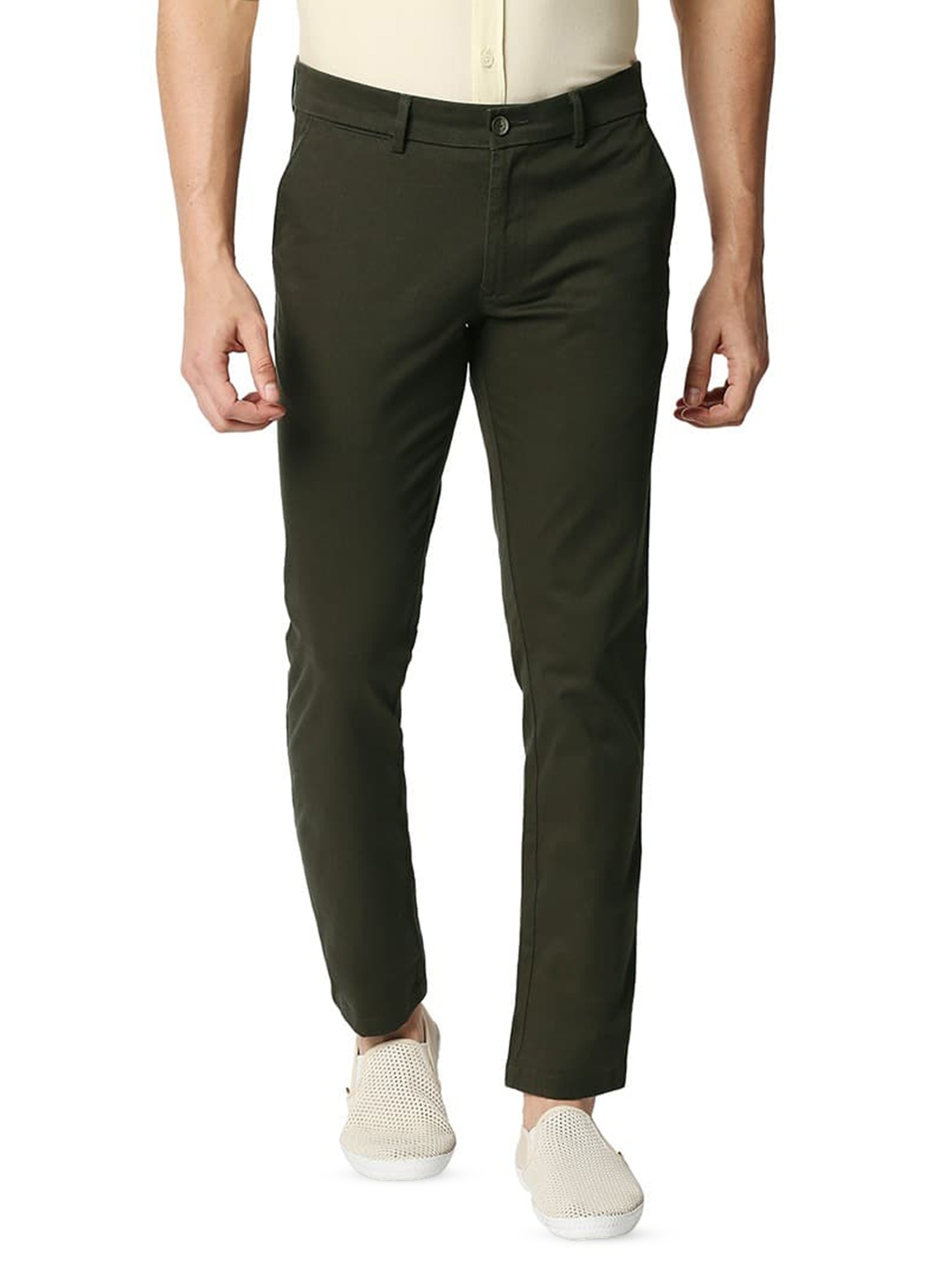 

Basics Men Tapered Fit Mid Rise Cotton Chinos Trouser, Olive