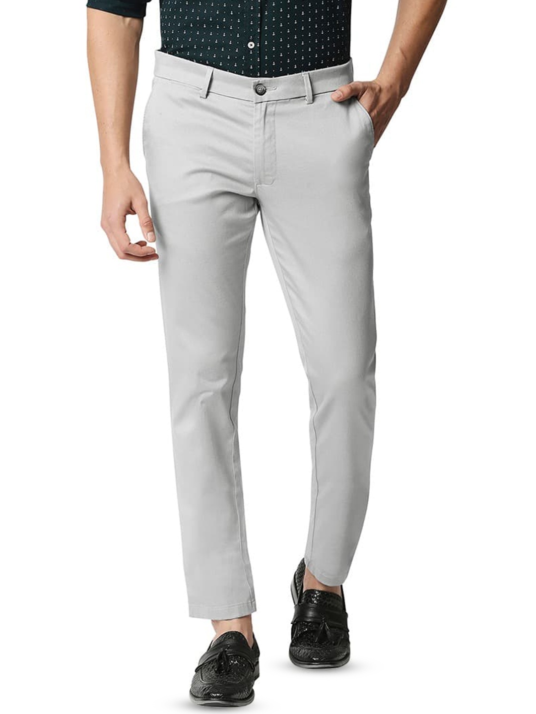 

Basics Mens Cotton Tapered Fit Plain Chinos Trousers, Grey