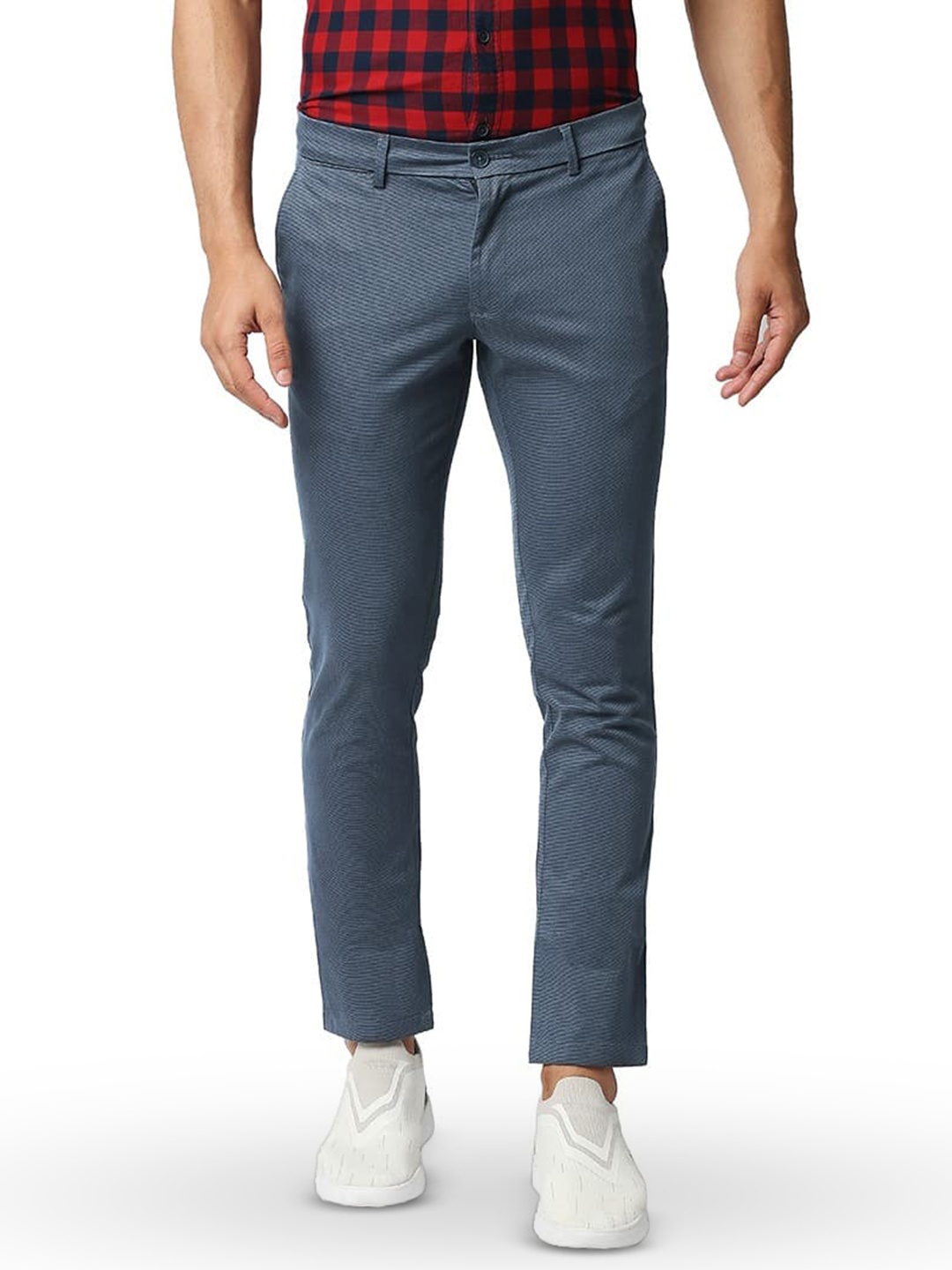 

Basics Mens Cotton Tapered Fit Plain Chinos Trousers, Blue