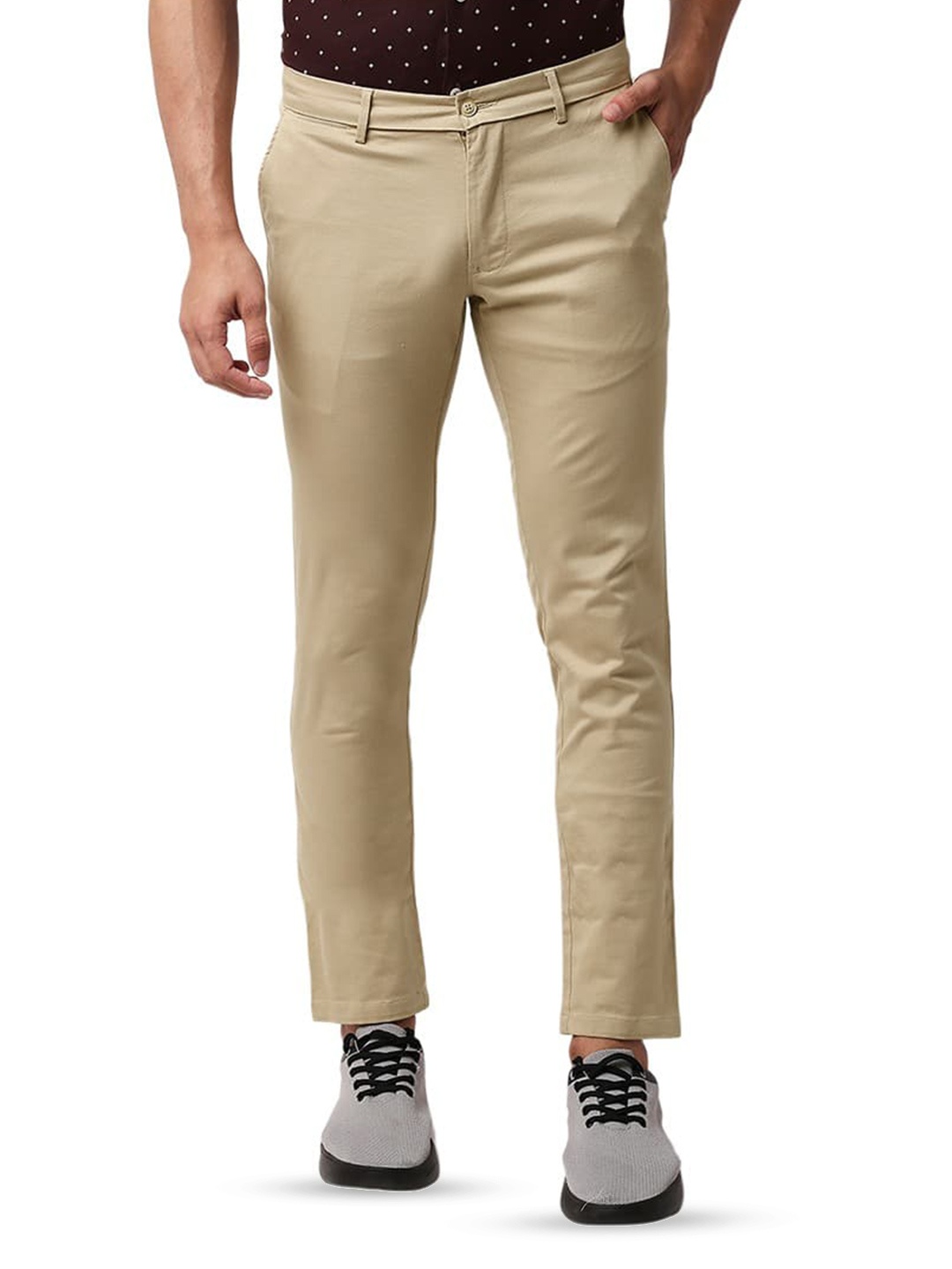 

Basics Men Skinny Fit Cotton Trousers, Beige