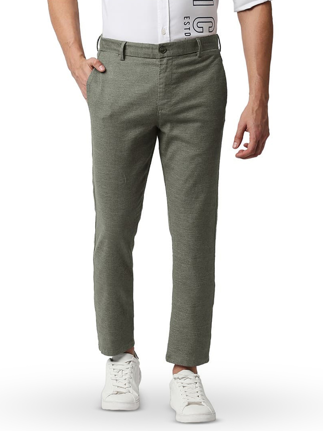 

Basics Men Tapered Fit Cotton Chinos Trouser, Olive