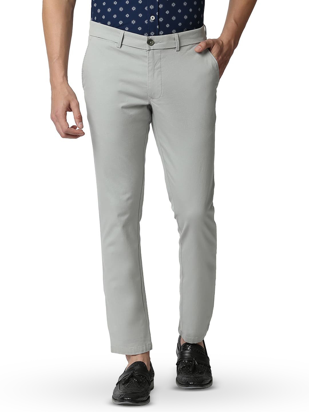 

Basics Men Tapered Fit Cotton Chinos Trouser, Grey