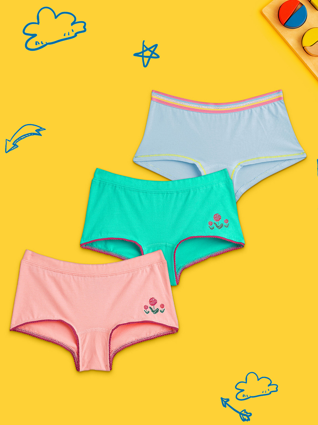 

XY Life Pack Of 3 Anti Microbial 3X Softer Than Cotton Boy Shorts Briefs, Blue