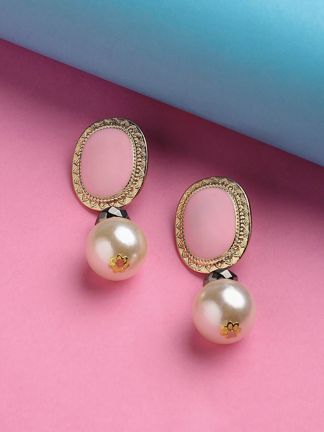 

DressBerry Pink Gold Plated Contemporary Drop Earrings