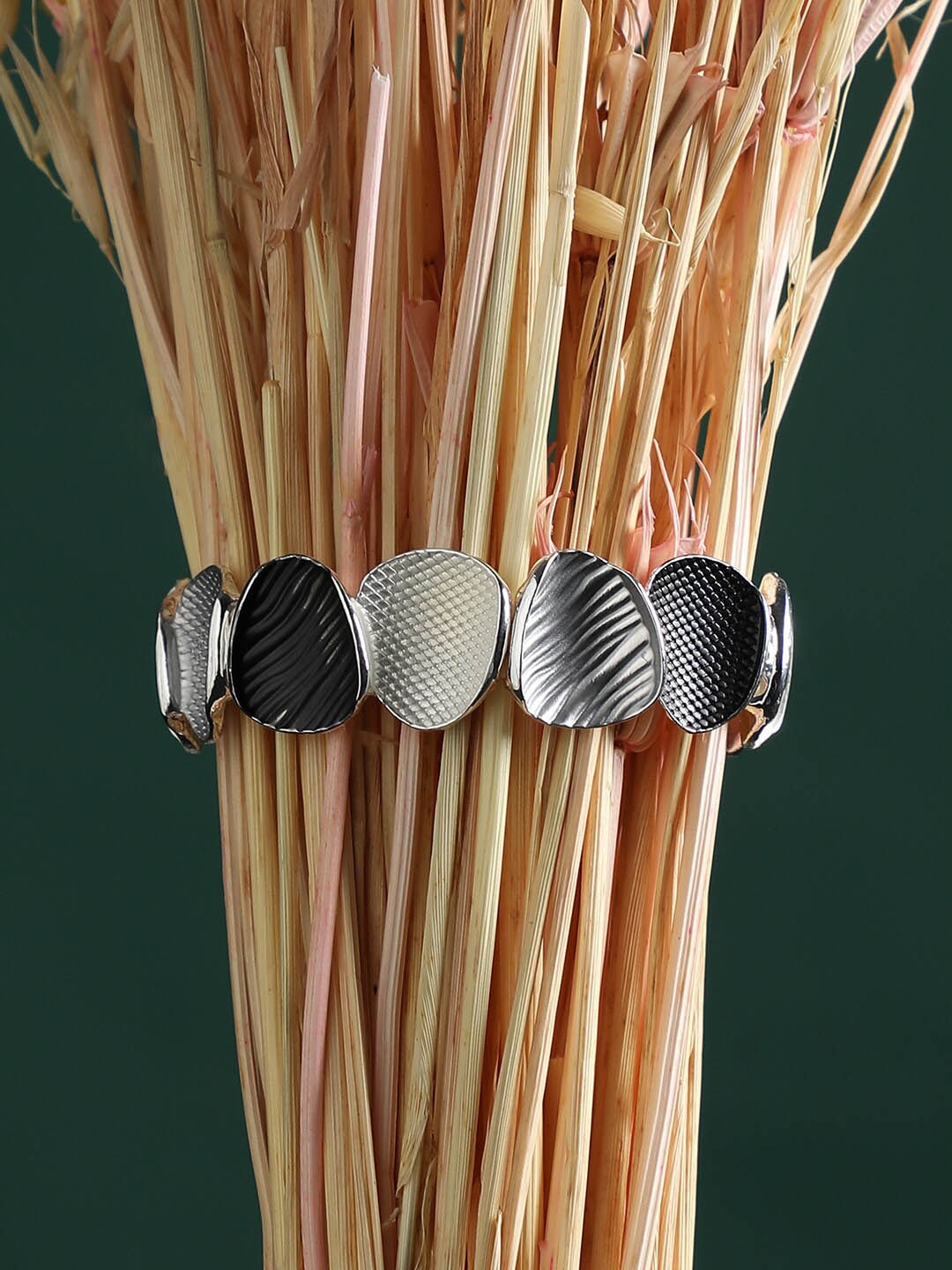 

DressBerry Silver-Toned Silver-Plated Cuff Bracelet