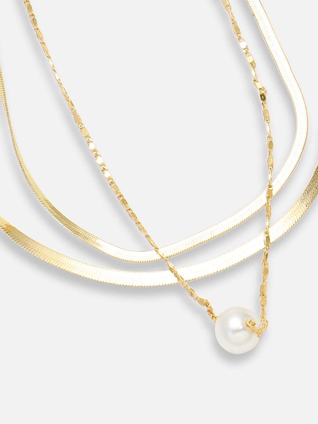 

DressBerry Gold Plated Casual Pearls Beaded Layered Chain