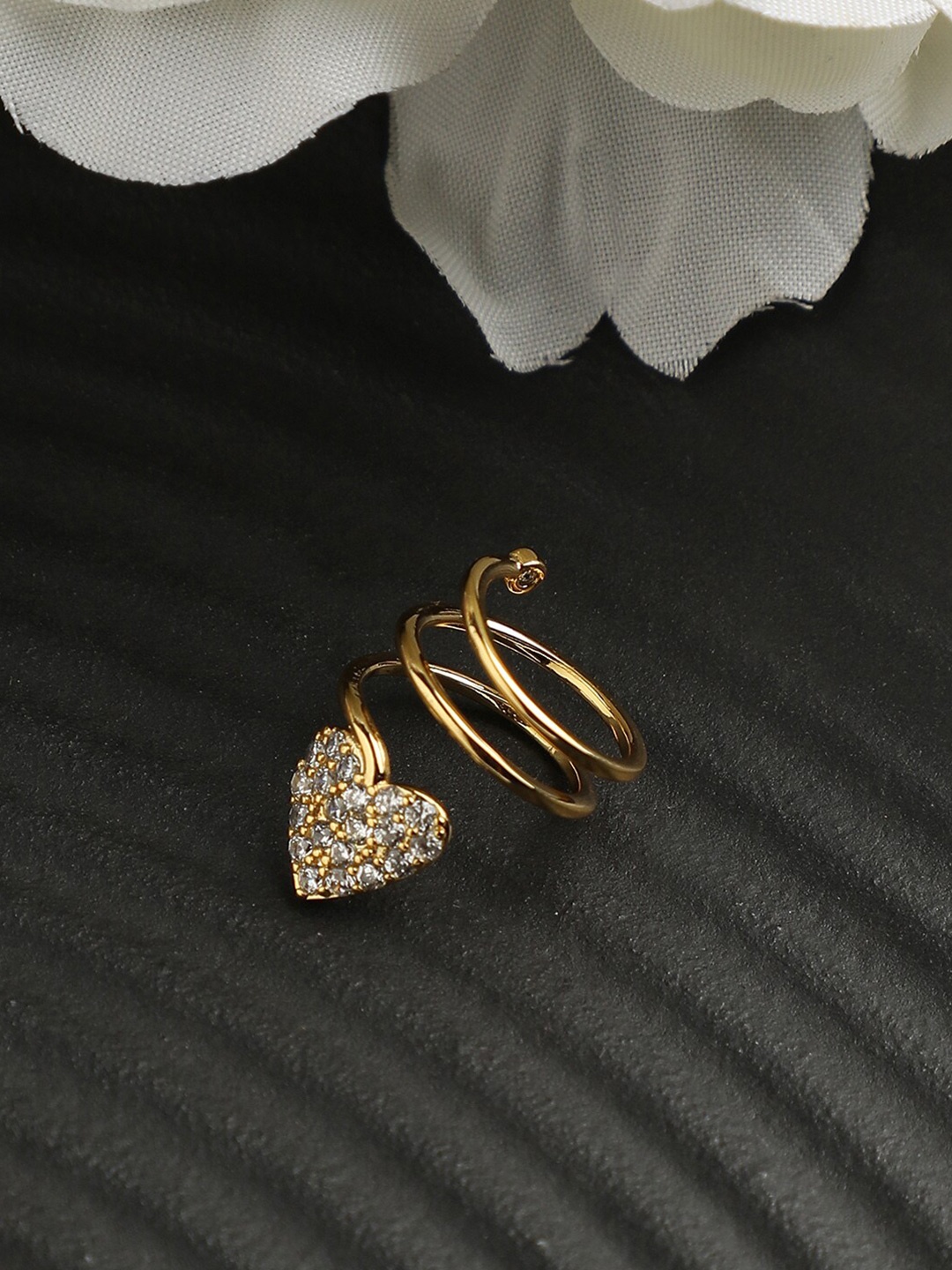 

DressBerry White Gold Plated Stone Studded Nail Ring
