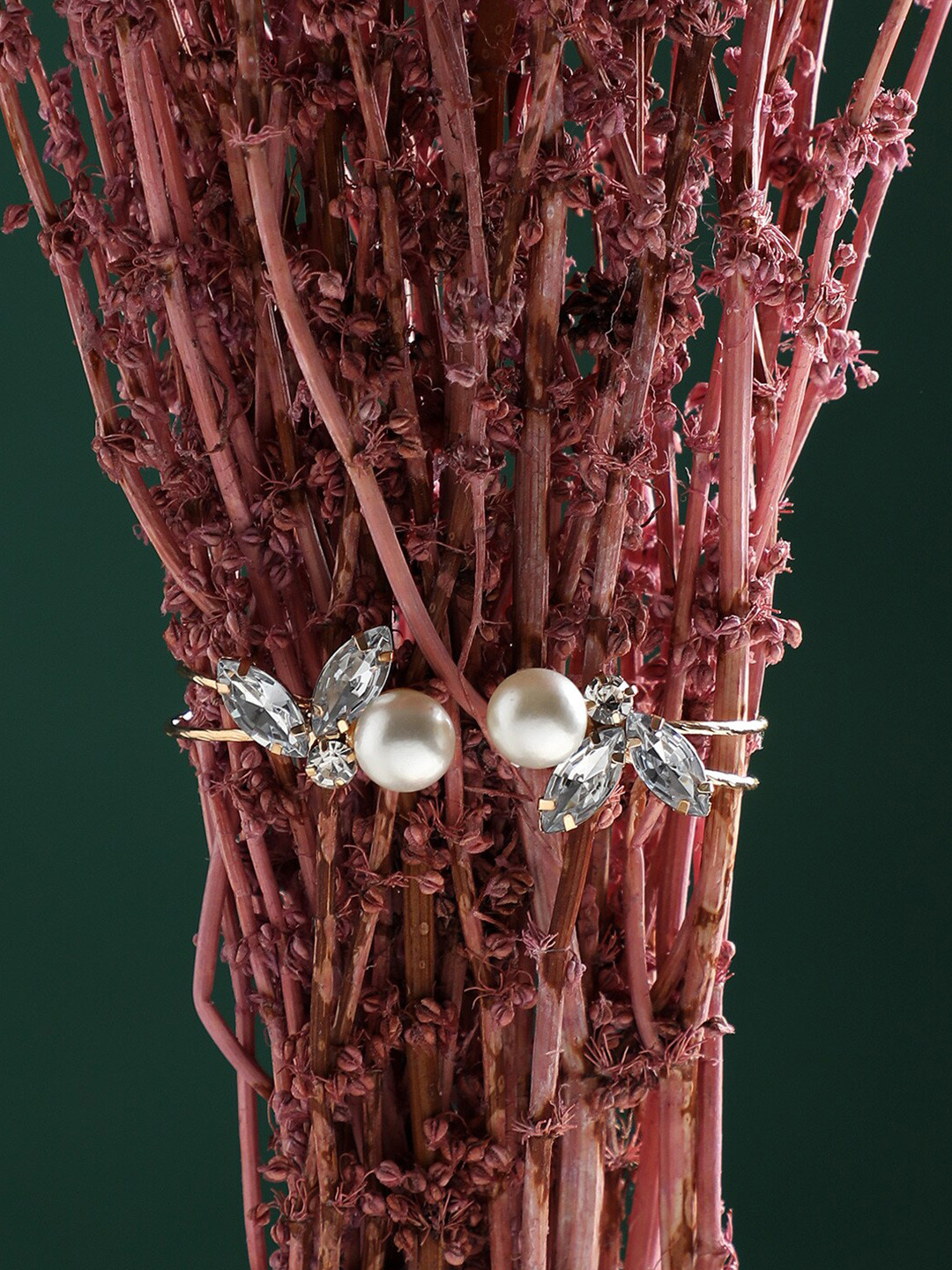

DressBerry White Beaded & Stone Studded Gold-Plated Cuff Bracelet