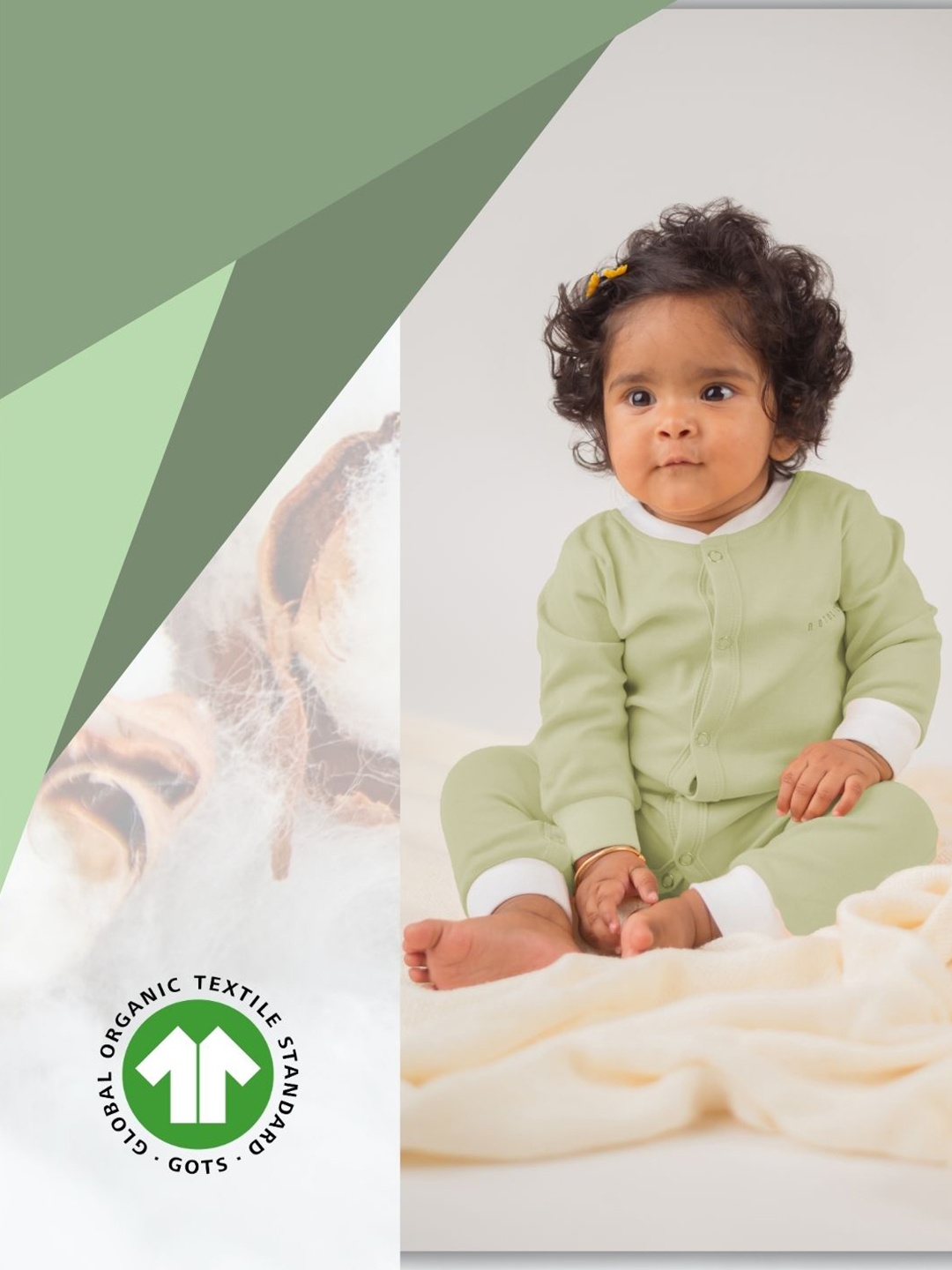 

BAESD Infants Round Neck Pure Organic Cotton Anti-Microbial Rompers, Green