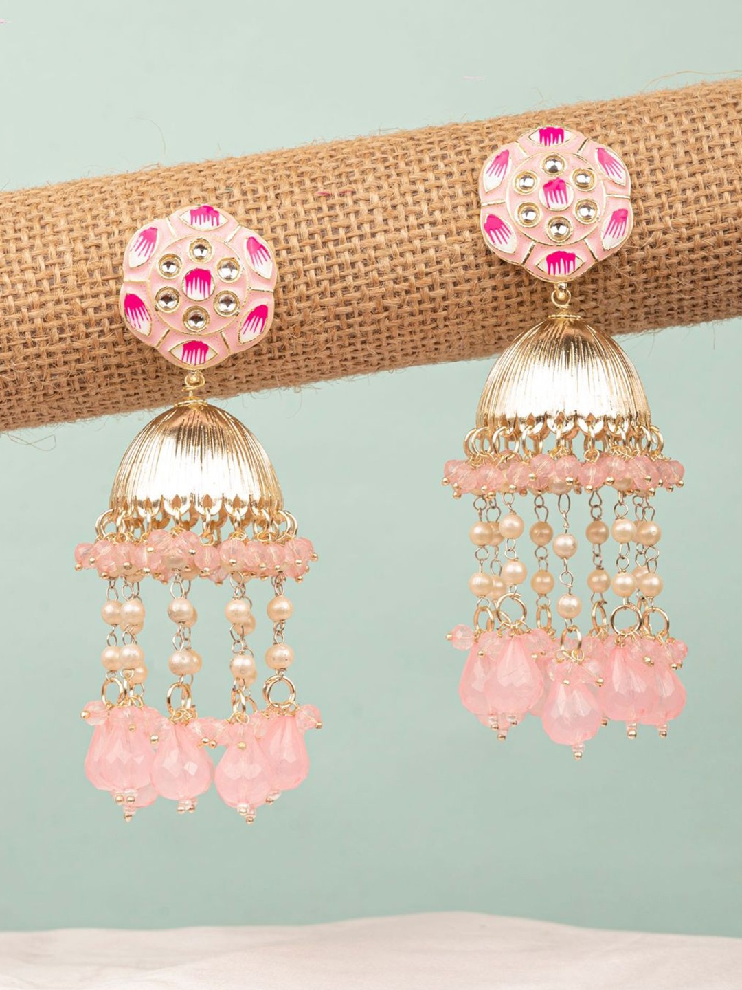 

Crunchy Fashion Gold-Plated Dome Shaped Jhumkas