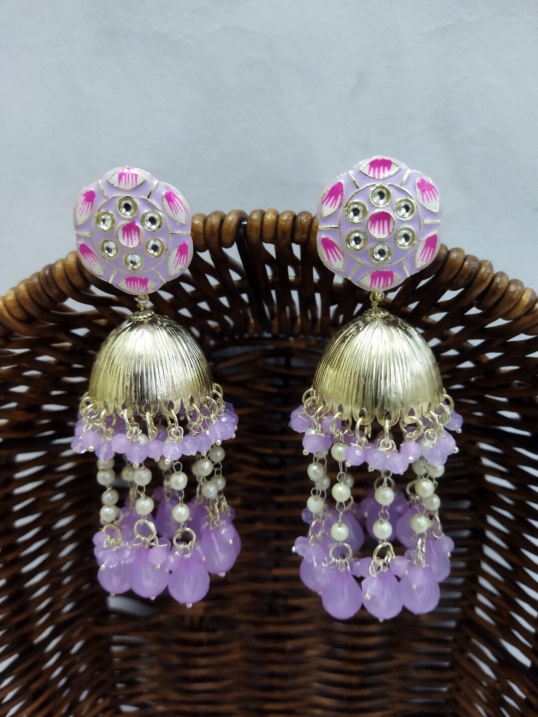 

Crunchy Fashion Gold-Plated Dome Shaped Jhumkas