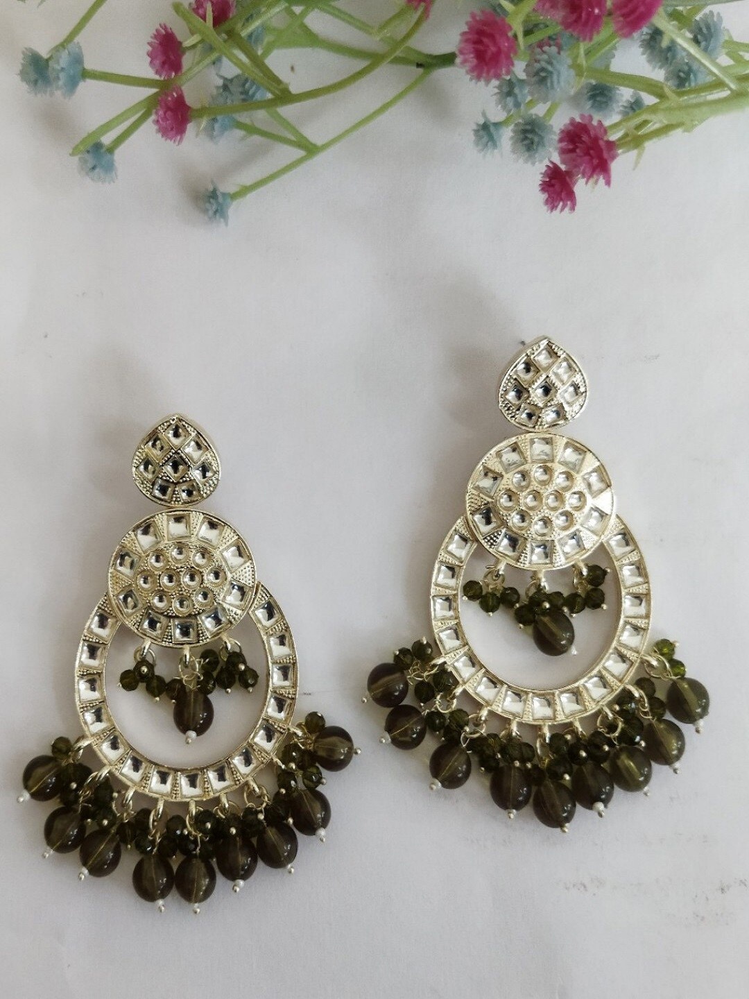 

Crunchy Fashion Gold Plated Beaded Chandbalis