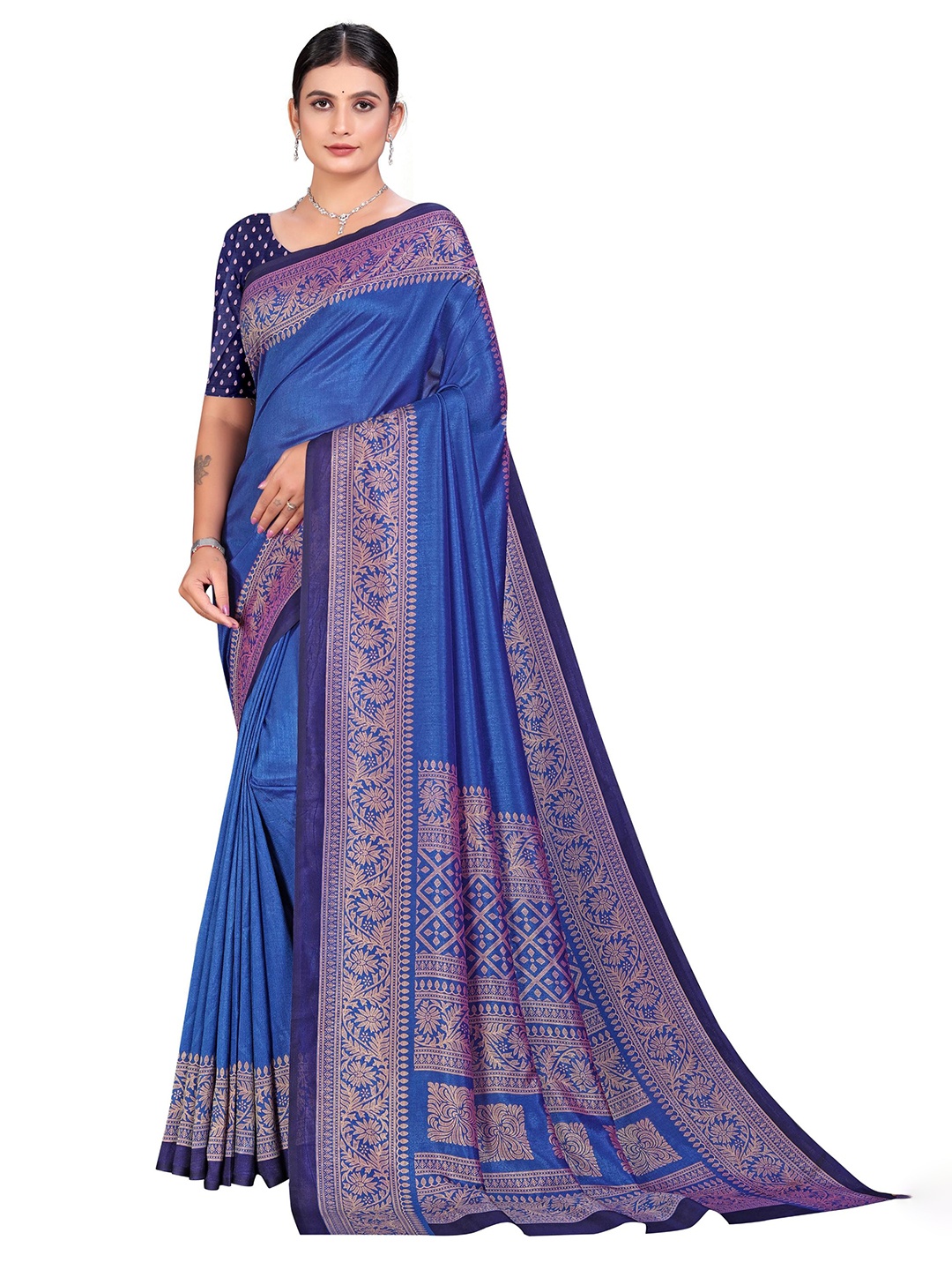 

VIMLA Woven Design Zari Mysore Silk Saree, Blue