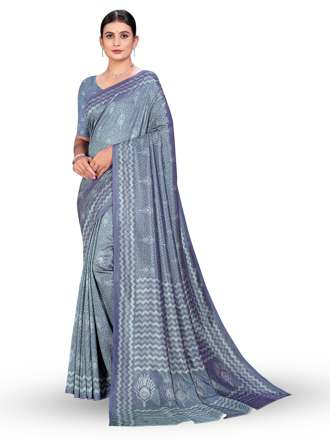 

VIMLA Ethnic Motifs Printed Kaanchi Silk Saree, Blue