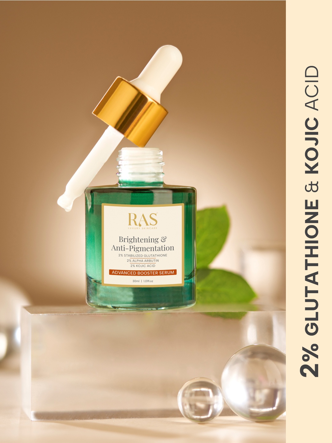 

RAS LUXURY OILS Luxury Skin Care Brightening&Anti Pigmentation Advanced Booster Serum-30ml, Green